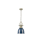 Golden Lighting Duncan 1-Light Chain Pendant, Brass/Navy - 3602-SAB-NVY
