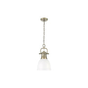 Golden Lighting Duncan 1-Light Chain Pendant, Brass/White - 3602-SAB-WHT
