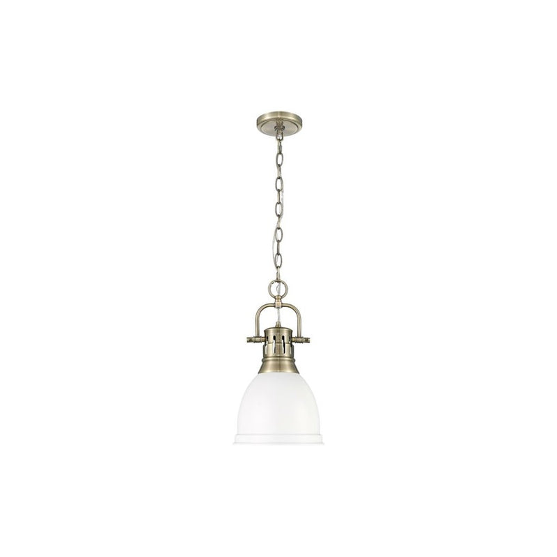 Golden Lighting Duncan 1-Light Chain Pendant, Brass/White - 3602-SAB-WHT