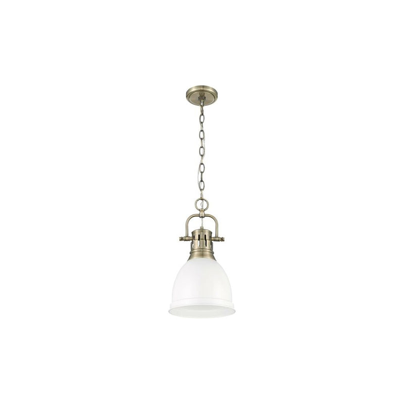 Golden Lighting Duncan 1-Light Chain Pendant, Brass/White