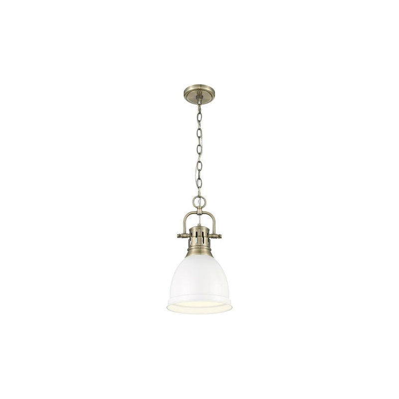 Golden Lighting Duncan 1-Light Chain Pendant, Brass/White