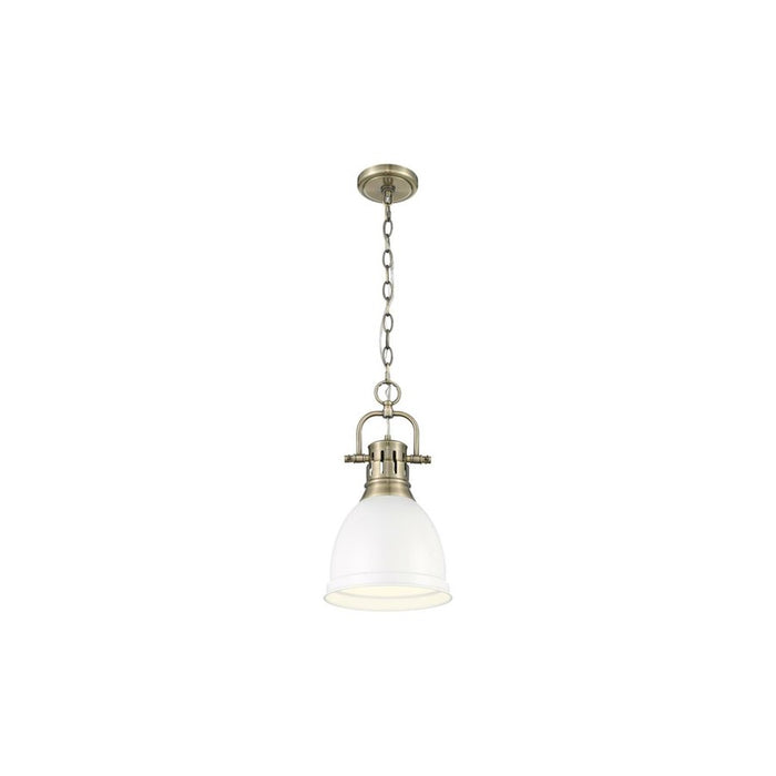 Golden Lighting Duncan 1-Light Chain Pendant, Brass/White
