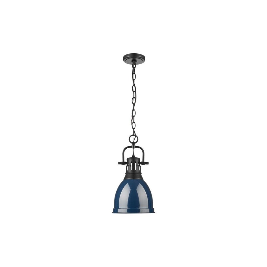 Golden Lighting Duncan 1-Light Chain Pendant, Black/Navy - 3602-SBLK-NVY