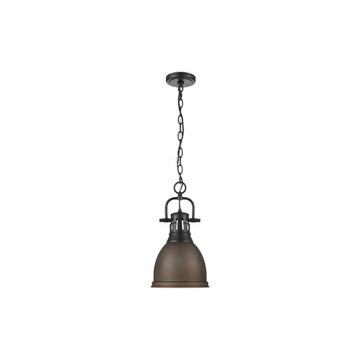 Golden Duncan 1-Light Large Pendant, Matte Black/Rubbed Bronze - 3602-SBLK-RBZ