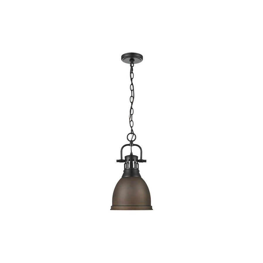 Golden Duncan 1-Light Large Pendant, Matte Black/Rubbed Bronze - 3602-SBLK-RBZ