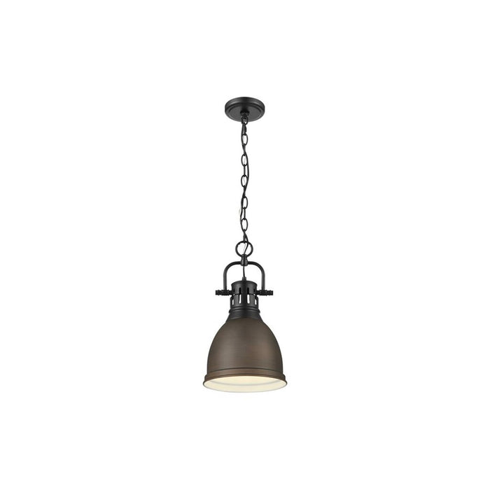 Golden Duncan 1-Light Large Pendant, Matte Black/Rubbed Bronze