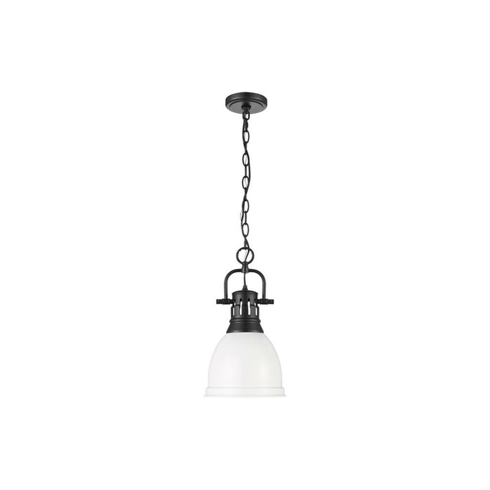 Golden Lighting Duncan 1-Light Chain Pendant, Black/White - 3602-SBLK-WHT