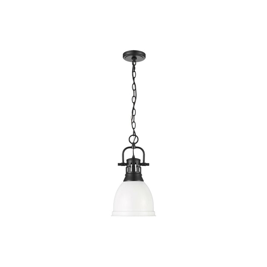 Golden Lighting Duncan 1-Light Chain Pendant, Black/White - 3602-SBLK-WHT