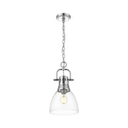 Golden Lighting Duncan 9in 1-Light Pendant | Country Farmhouse Chrome and Clear Glass | Kitchen Island & Dining Room | Model 3602-S CH-CLR