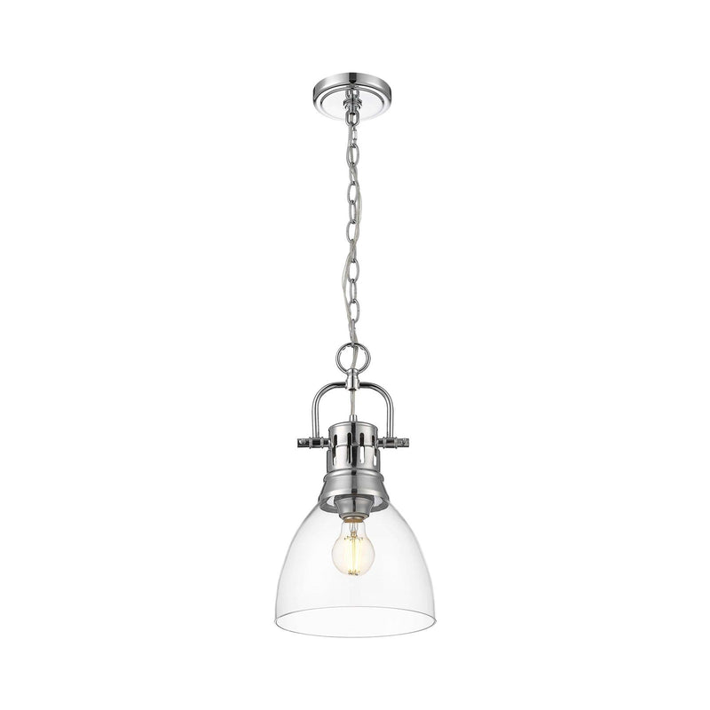 Golden Lighting Duncan 9in 1-Light Pendant | Country Farmhouse Chrome and Clear Glass | Kitchen Island & Dining Room | Model 3602-S CH-CLR