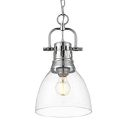 Golden Lighting Duncan 9in 1-Light Pendant | Country Farmhouse Chrome and Clear Glass | Kitchen Island & Dining Room | Model 3602-S CH-CLR