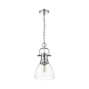Golden Lighting Duncan 9in 1-Light Pendant | Country Farmhouse Chrome and Clear Glass | Kitchen Island & Dining Room | Model 3602-S CH-CLR