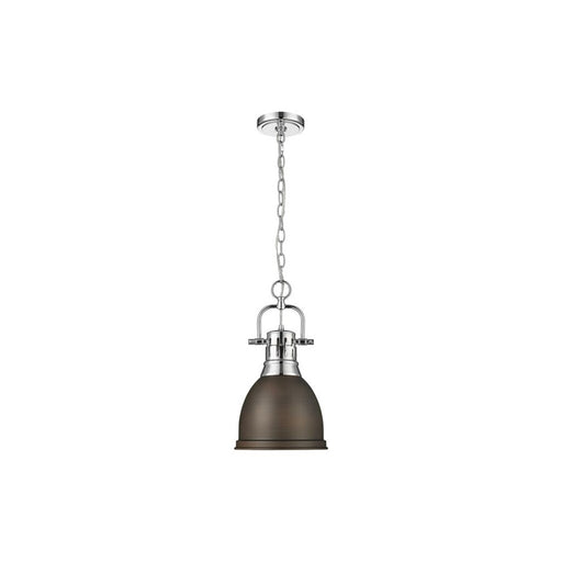 Golden Lighting Duncan 1-Light Chain Pendant, Chrome/Bronze - 3602-SCH-RBZ