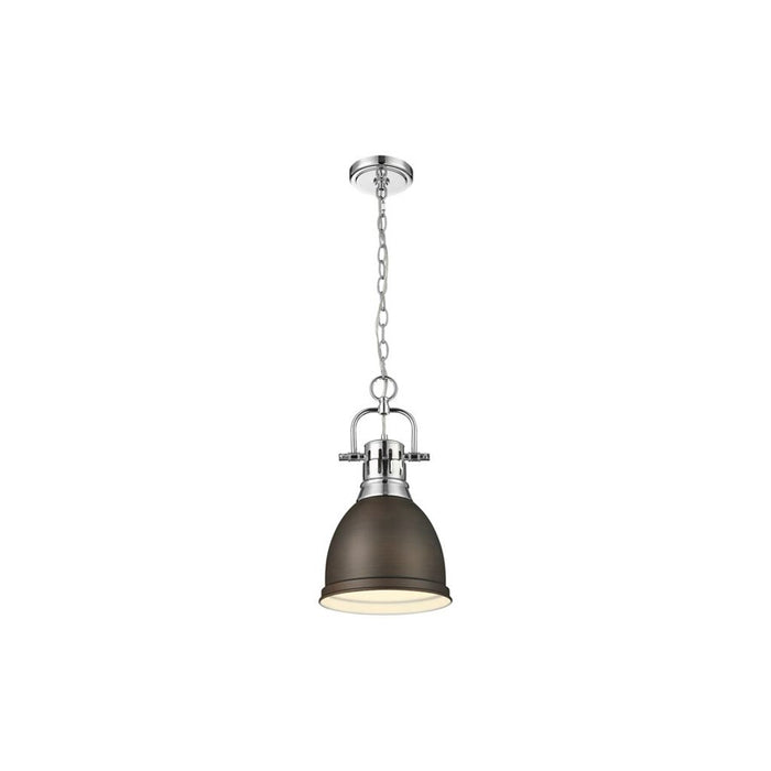 Golden Lighting Duncan 1-Light Chain Pendant, Chrome/Bronze