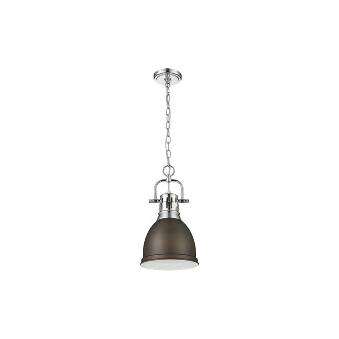 Golden Lighting Duncan 1-Light Chain Pendant, Chrome/Bronze
