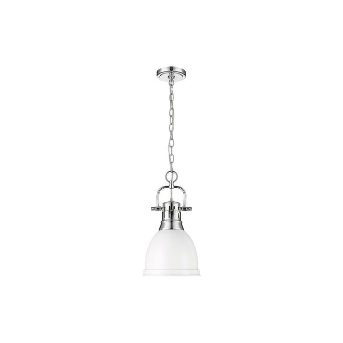 Golden Lighting Duncan 1-Light Chain Pendant, Chrome/Matte White - 3602-SCH-WHT