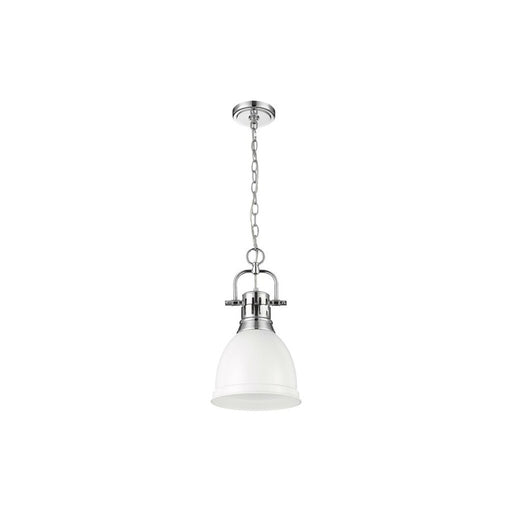Golden Lighting Duncan 1-Light Chain Pendant, Chrome/Matte White