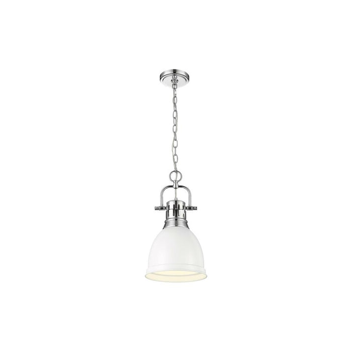 Golden Lighting Duncan 1-Light Chain Pendant, Chrome/Matte White