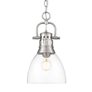Golden Lighting Duncan 9in 1-Light Pendant | Country Farmhouse Pewter and Clear Glass | Kitchen & Dining Room | Model 3602-S PW-CLR