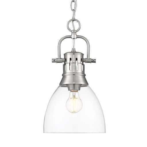 Golden Lighting Duncan 9in 1-Light Pendant | Country Farmhouse Pewter and Clear Glass | Kitchen & Dining Room | Model 3602-S PW-CLR