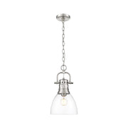 Golden Lighting Duncan 9in 1-Light Pendant | Country Farmhouse Pewter and Clear Glass | Kitchen & Dining Room | Model 3602-S PW-CLR