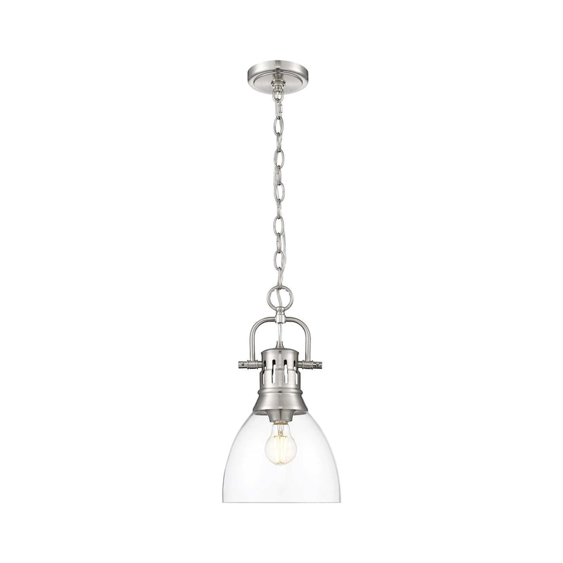 Golden Lighting Duncan 9in 1-Light Pendant | Country Farmhouse Pewter and Clear Glass | Kitchen & Dining Room | Model 3602-S PW-CLR