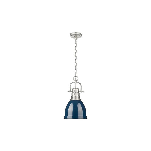 Golden Lighting Duncan 1-Light Chain Pendant, Pewter/Navy Blue - 3602-SPW-NVY