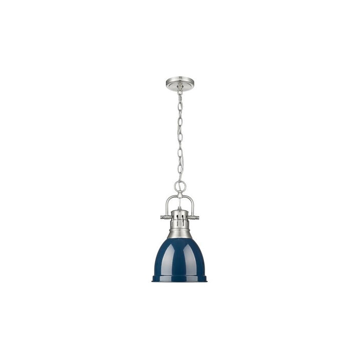 Golden Lighting Duncan 1-Light Chain Pendant, Pewter/Navy Blue - 3602-SPW-NVY