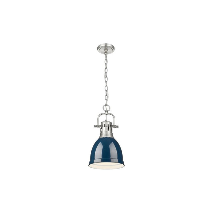Golden Lighting Duncan 1-Light Chain Pendant, Pewter/Navy Blue