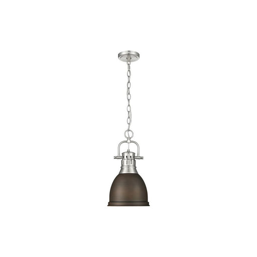 Golden Lighting Duncan 1-Light Chain Pendant, Pewter/Bronze - 3602-SPW-RBZ