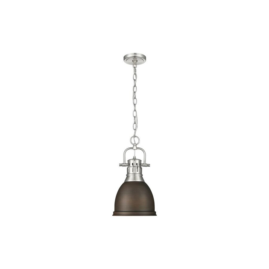 Golden Lighting Duncan 1-Light Chain Pendant, Pewter/Bronze - 3602-SPW-RBZ