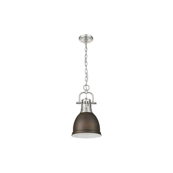 Golden Lighting Duncan 1-Light Chain Pendant, Pewter/Bronze