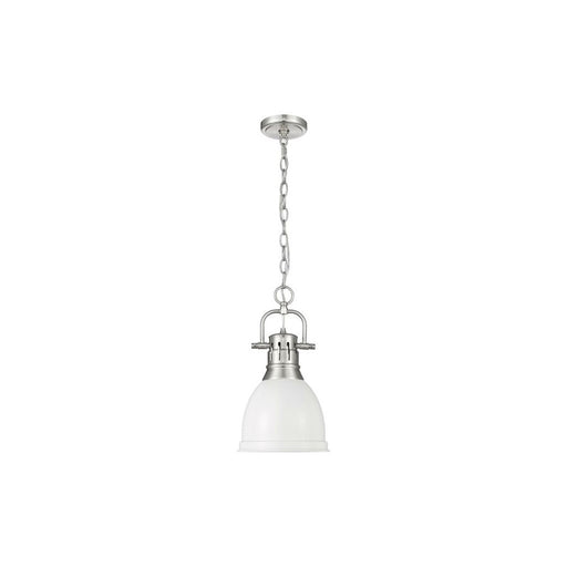 Golden Lighting Duncan 1-Light Chain Pendant, Pewter/Matte White - 3602-SPW-WHT