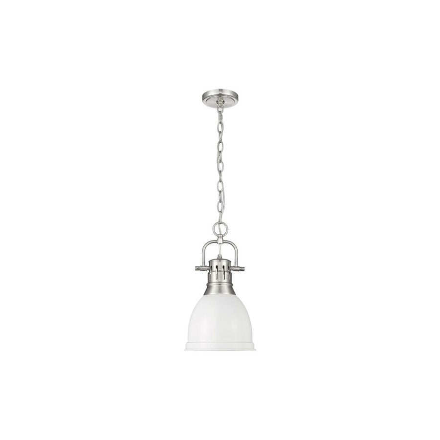 Golden Lighting Duncan 1-Light Chain Pendant, Pewter/Matte White - 3602-SPW-WHT