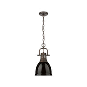Golden Lighting Duncan 9in 1-Light Pendant | Farmhouse Rubbed Bronze and Black Steel | Kitchen & Dining Room | Model 3602-S RBZ-BK