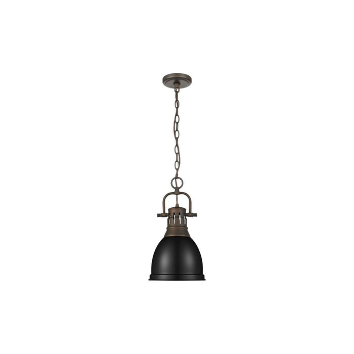 Golden Duncan 1-Light Small Pendant, Rubbed Bronze/Matte Black - 3602-SRBZ-BLK
