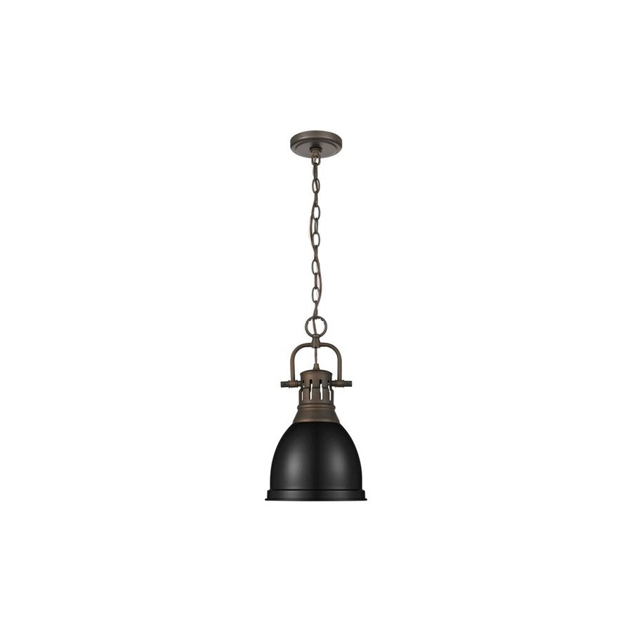 Golden Duncan 1-Light Small Pendant, Rubbed Bronze/Matte Black - 3602-SRBZ-BLK