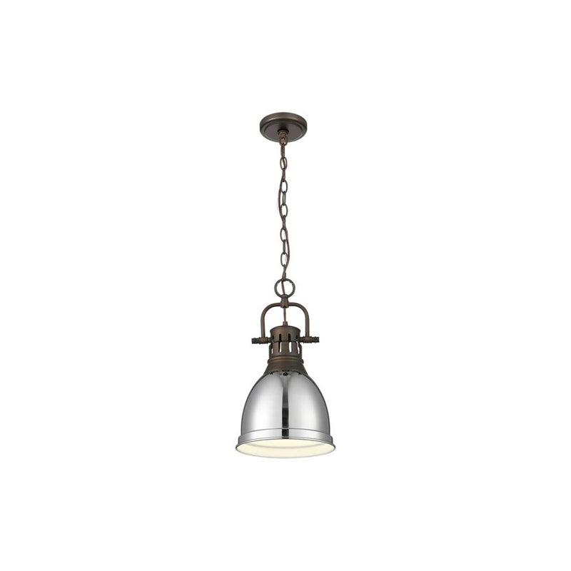 Golden Lighting Duncan 1-Light Chain Pendant, Bronze/Chrome