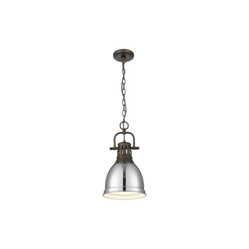 Golden Lighting Duncan 1-Light Chain Pendant, Bronze/Chrome