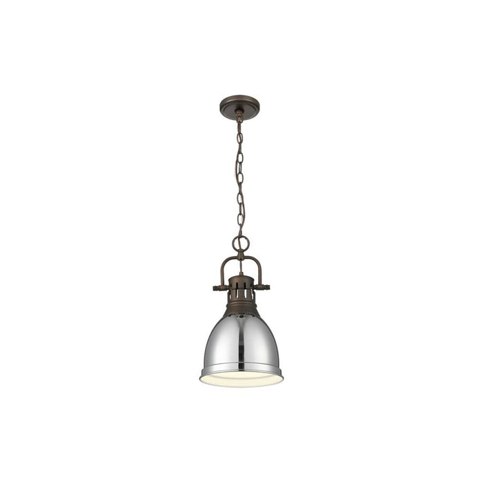 Golden Lighting Duncan 1-Light Chain Pendant, Bronze/Chrome