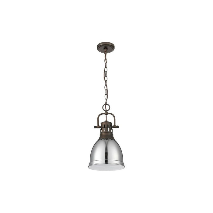 Golden Lighting Duncan 1-Light Chain Pendant, Bronze/Chrome