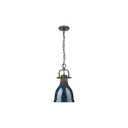 Golden Lighting Duncan 1-Light Chain Pendant, Bronze/Navy - 3602-SRBZ-NVY