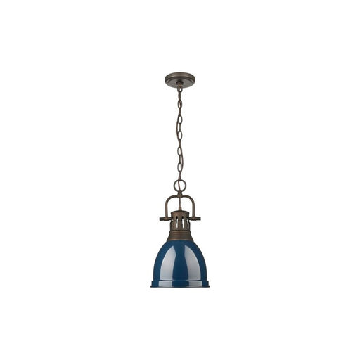 Golden Lighting Duncan 1-Light Chain Pendant, Bronze/Navy - 3602-SRBZ-NVY