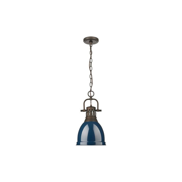 Golden Lighting Duncan 1-Light Chain Pendant, Bronze/Navy - 3602-SRBZ-NVY
