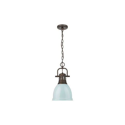 Golden Lighting Duncan 1-Light Chain Pendant, Bronze/Seafoam - 3602-SRBZ-SF