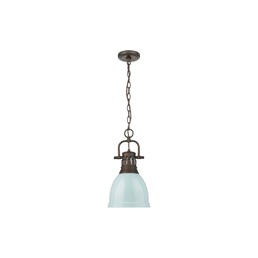 Golden Lighting Duncan 1-Light Chain Pendant, Bronze/Seafoam - 3602-SRBZ-SF