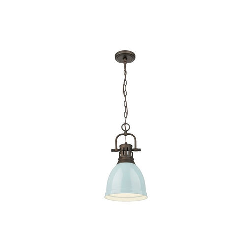 Golden Lighting Duncan 1-Light Chain Pendant, Bronze/Seafoam