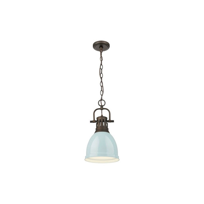Golden Lighting Duncan 1-Light Chain Pendant, Bronze/Seafoam