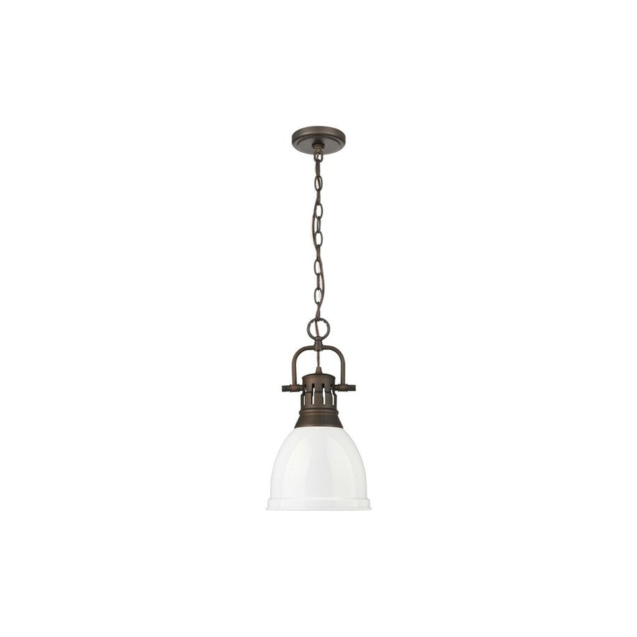 Golden Lighting Duncan 1-Light Chain Pendant, Rubbed Bronze/White - 3602-SRBZ-WH