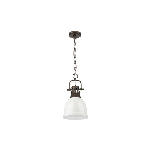 Golden Lighting Duncan 1-Light Chain Pendant, Rubbed Bronze/White